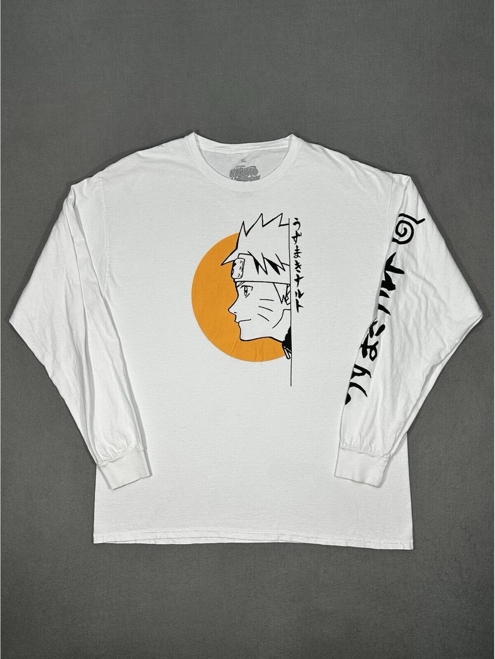 Naruto Shippuden Mens XL White Long Sleeve Graphic Anime T Shirt Ripple Junction